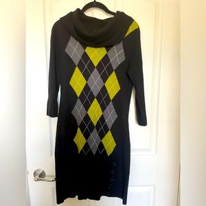 Studio One black/green cowl neck knit dress.